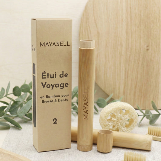 Étui de Voyage en Bambou pour Brosse à Dents (Lot de 2)