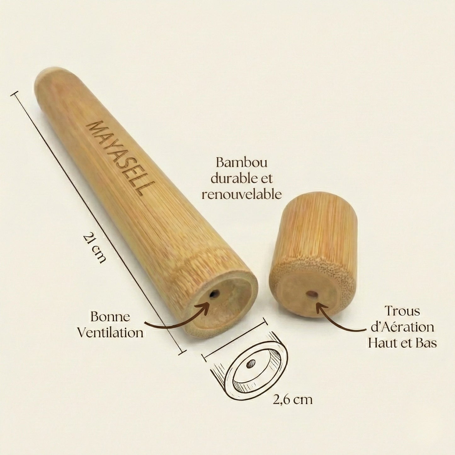 Étui de Voyage en Bambou pour Brosse à Dents (Lot de 2)
