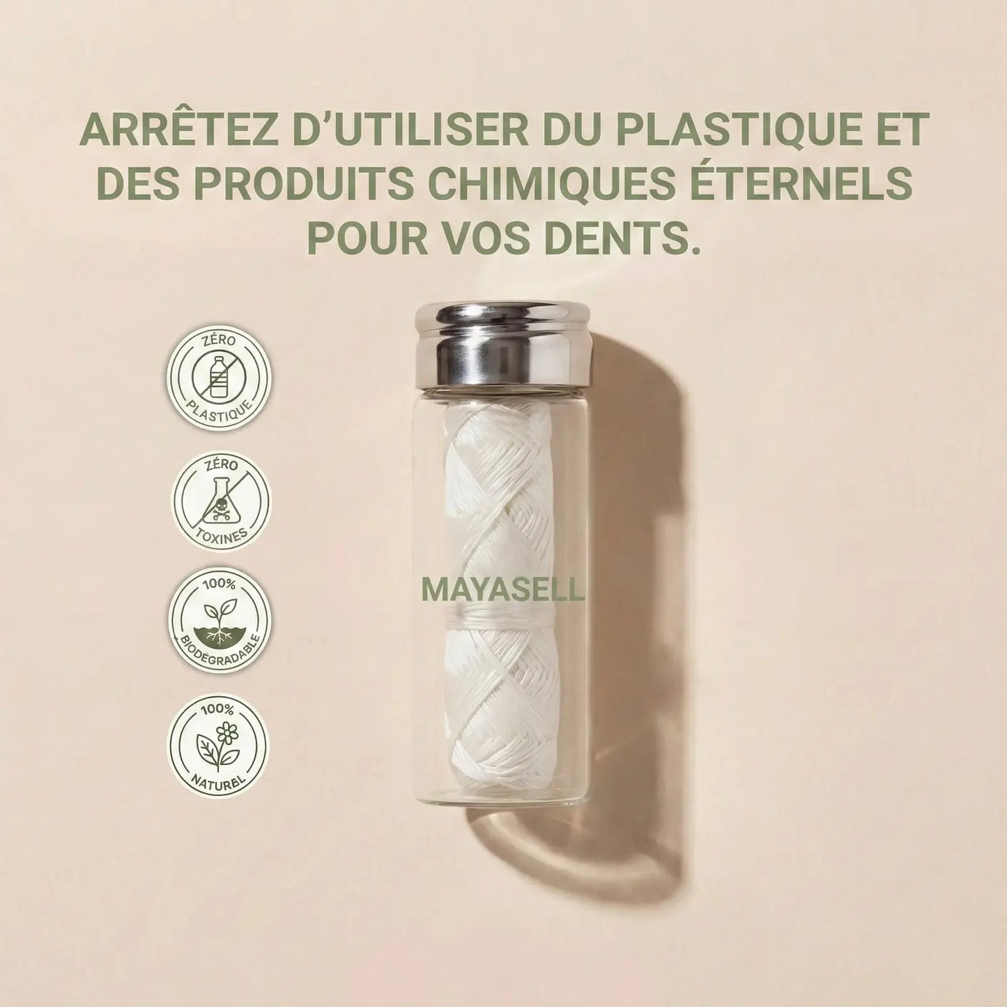 Fil dentaire sans plastique