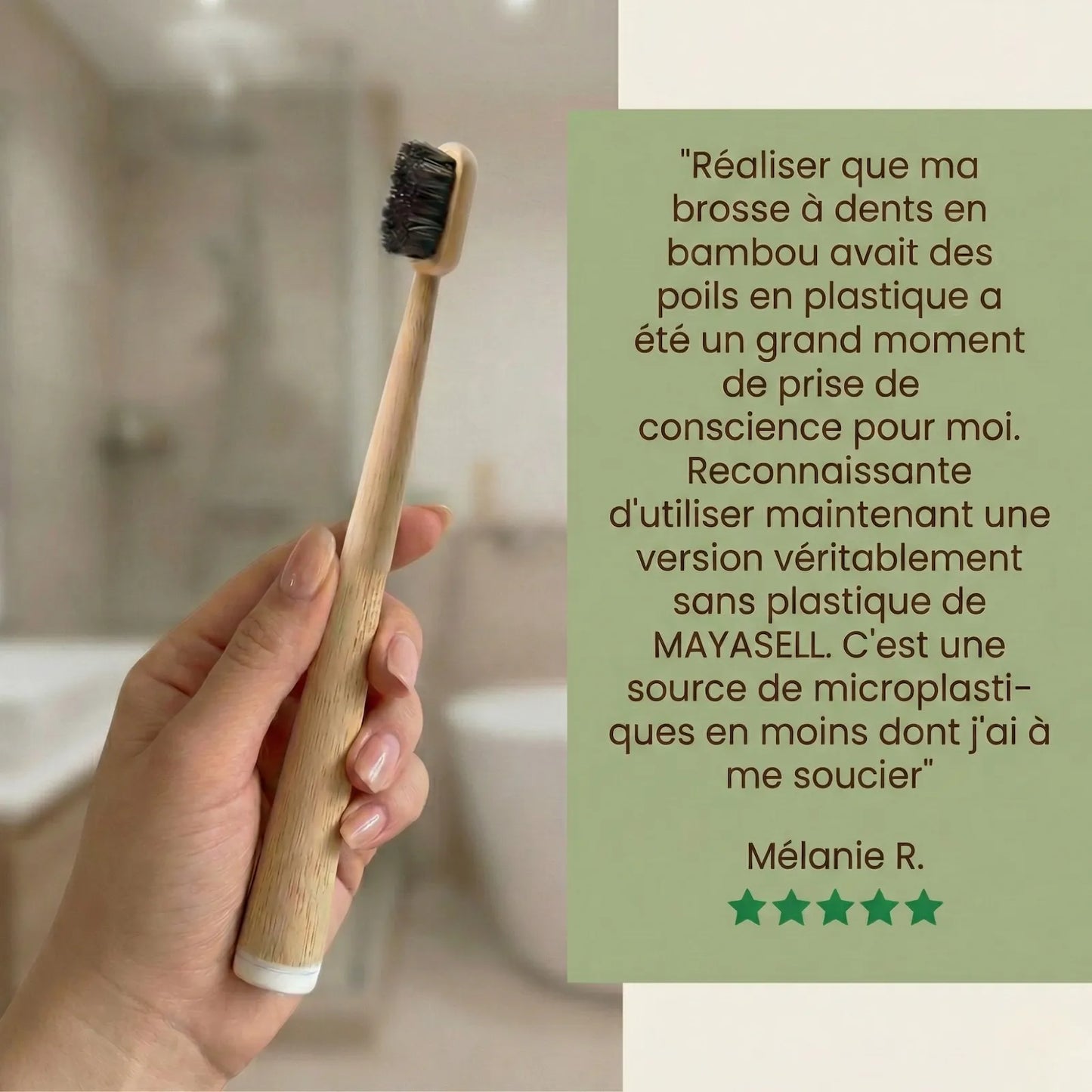 Brosses à dents naturelles en crin de cheval, manche en bambou – Lot de 4