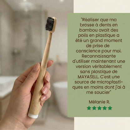 Brosses à dents naturelles en crin de cheval, manche en bambou – Lot de 4